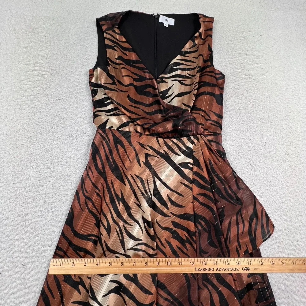 LPA Maxi Dress Womens XS Nikki Tiger Stripe Animal Print Asymmetric Flowy‎